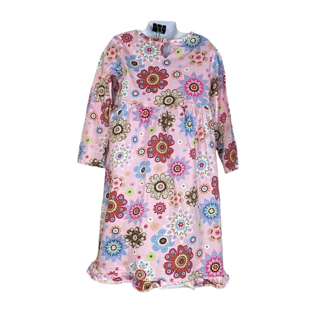 Hanna Andersson Pink Long Sleeve Cotton Floral Dress Girl’s US 7-10 130 - Picture 3 of 9